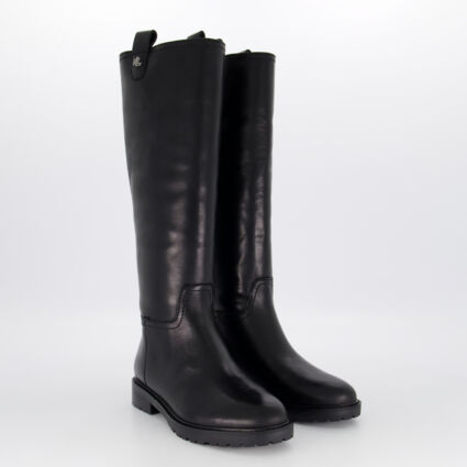 Black Leather Tall Boots - TK Maxx UK