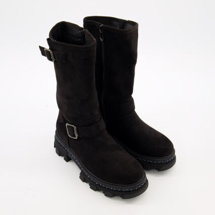 Black Biker Ankle Boots - Image 1 - please select to enlarge image