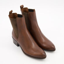 Brown Grained Leather Chelsea Boots