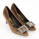 Gold Taupe Velvet Court Heels - Image 1 - please select to enlarge image