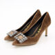 Gold Taupe Velvet Court Heels - Image 3 - please select to enlarge image