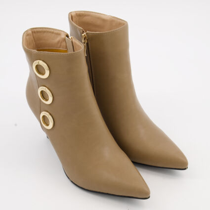 Beige Circular Ankle Boots - Image 1 - please select to enlarge image