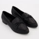 Black Crinkle Bow Loafers  - Image 1 - please select to enlarge image
