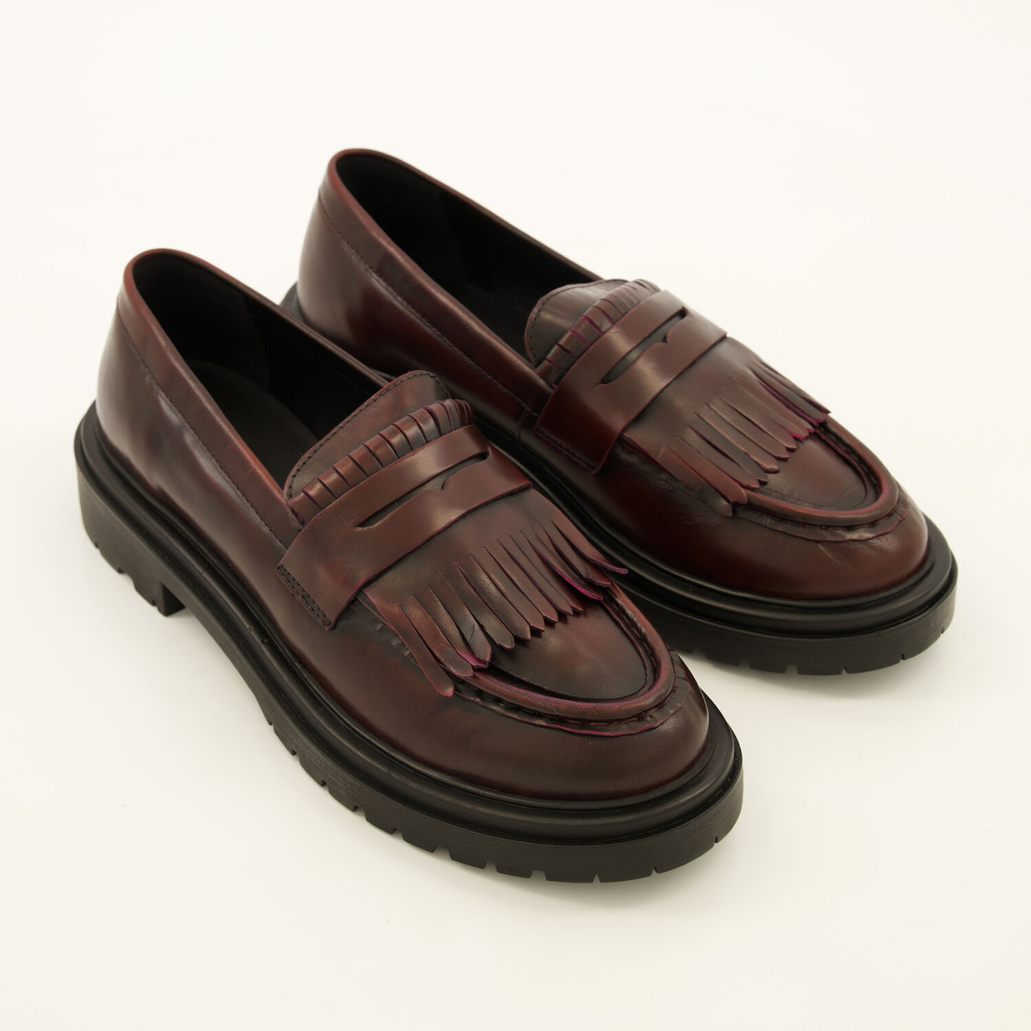 Lug Sole Burgundy Patent Loafers Brio Modern Platform Loafers