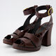 Braune Sandalen mit Absatz aus Leder - Bild 3 - bitte auswählen, um das Bild zu vergrößern