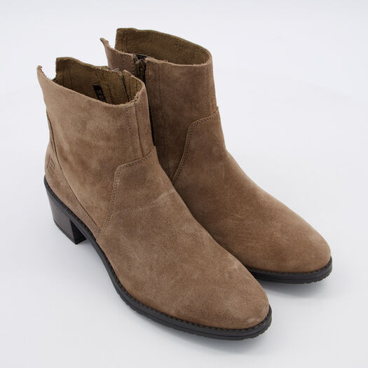 Braune Stiefeletten mit Absatz aus Wildleder - Bild 1 - bitte auswählen, um das Bild zu vergrößern