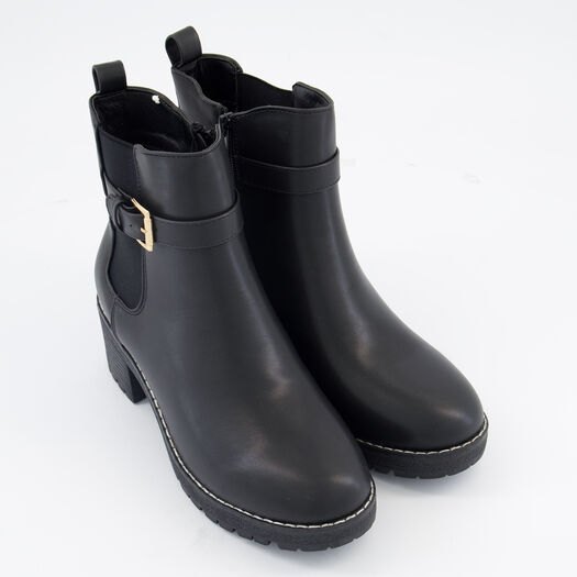 Black Buckle Ankle Boots - Image 1 - please select to enlarge image