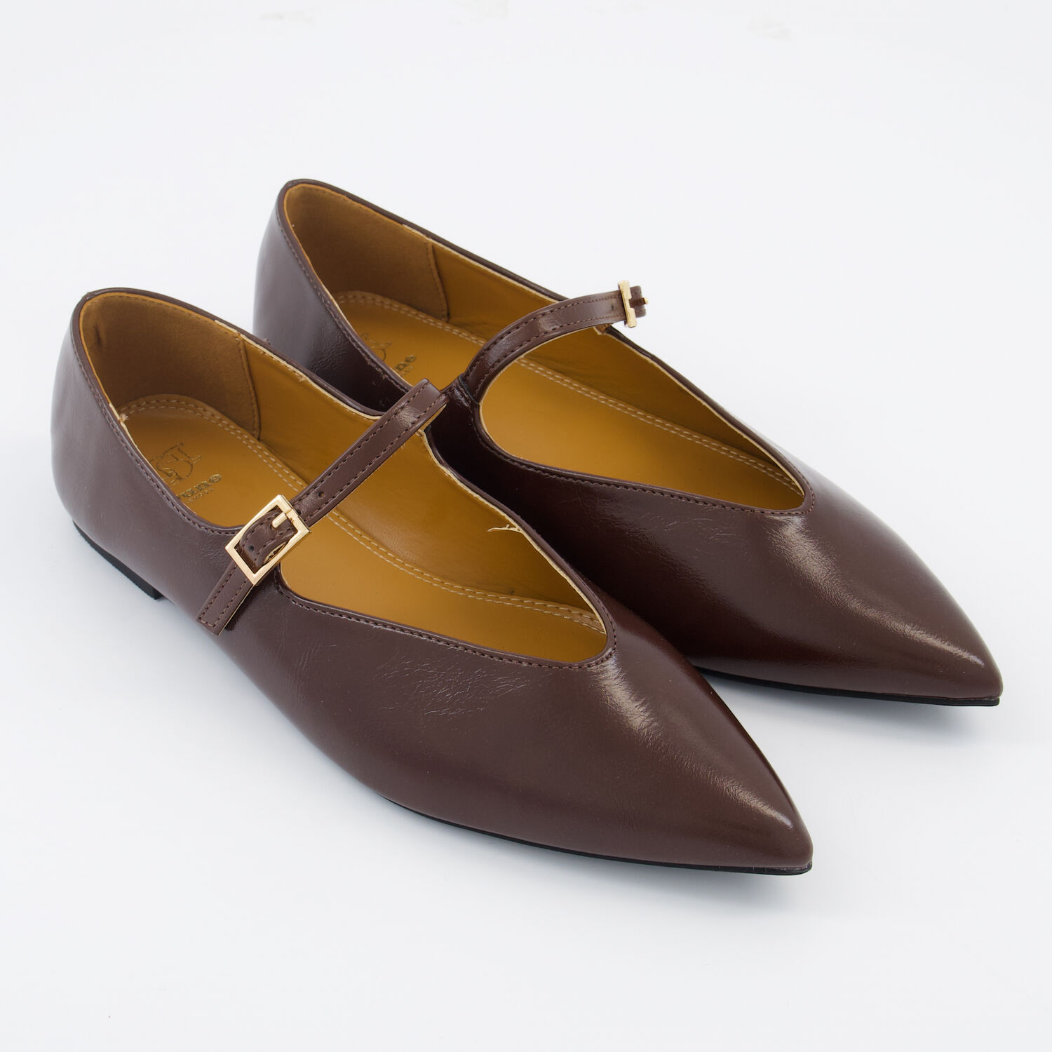 Brown Gloss Pointed Flats TK Maxx UK
