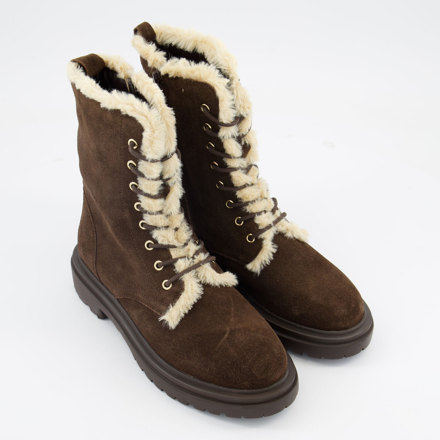 Brown Suede Fur Trim Boots TK Maxx UK - Main Image
