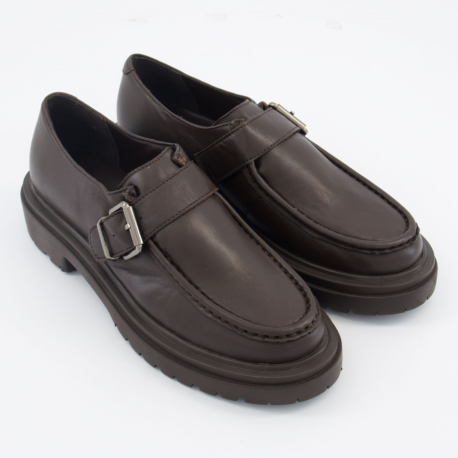 Brown Leather Chunky Loafers TK Maxx UK