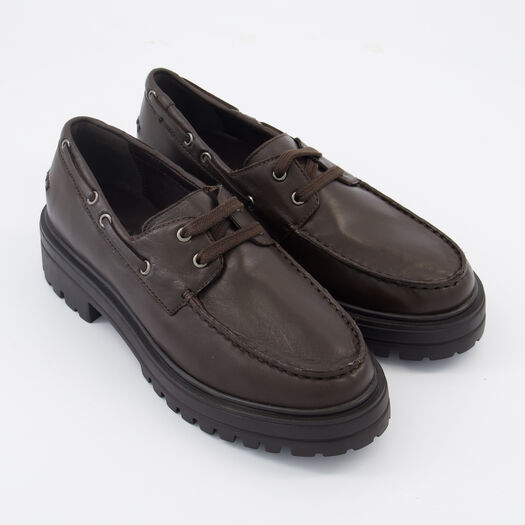Brown Leather Boat Shoes - Image 1 - please select to enlarge image