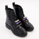 Black Patent Charm Combat Boots - Image 1 - please select to enlarge image