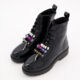 Black Patent Charm Combat Boots - Image 3 - please select to enlarge image