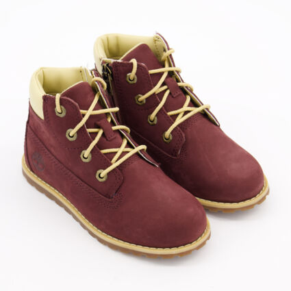 Burgundy Logo Boots  - Image 1 - please select to enlarge image