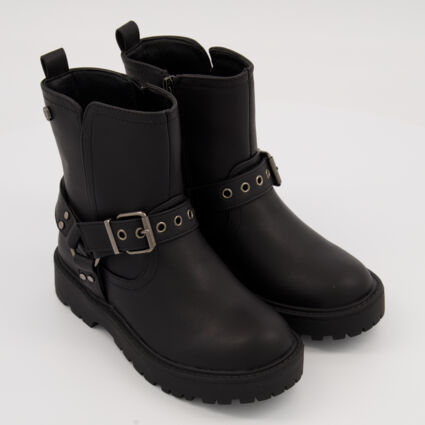 Black Biker Boots - Image 1 - please select to enlarge image