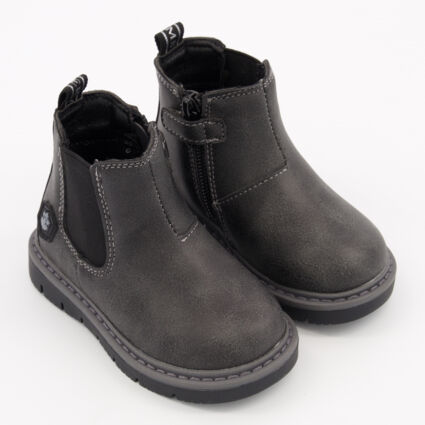 Black/Grey Gohan Zip Fasten Boots  - Image 1 - please select to enlarge image