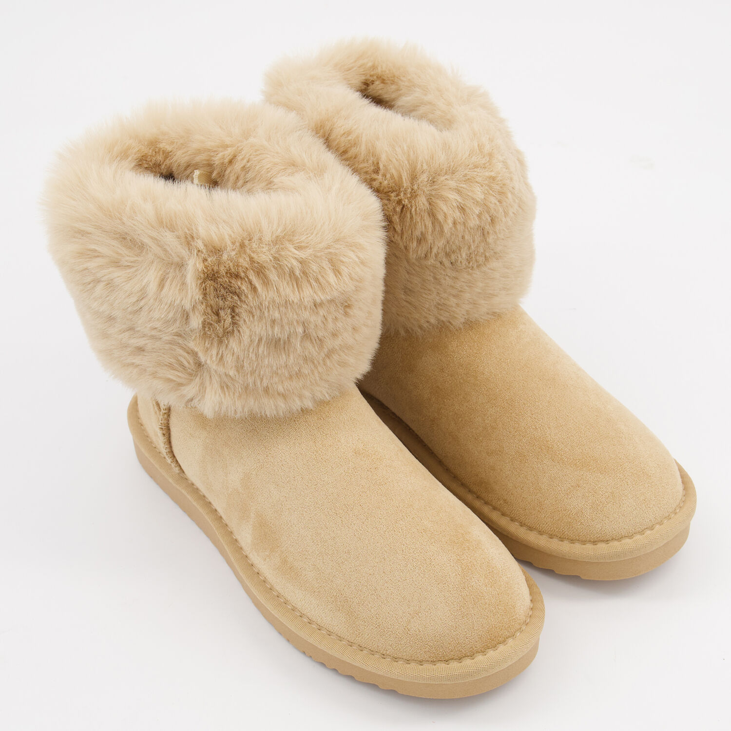 Beige Faux Fur Faux Suede Boots TK Maxx UK