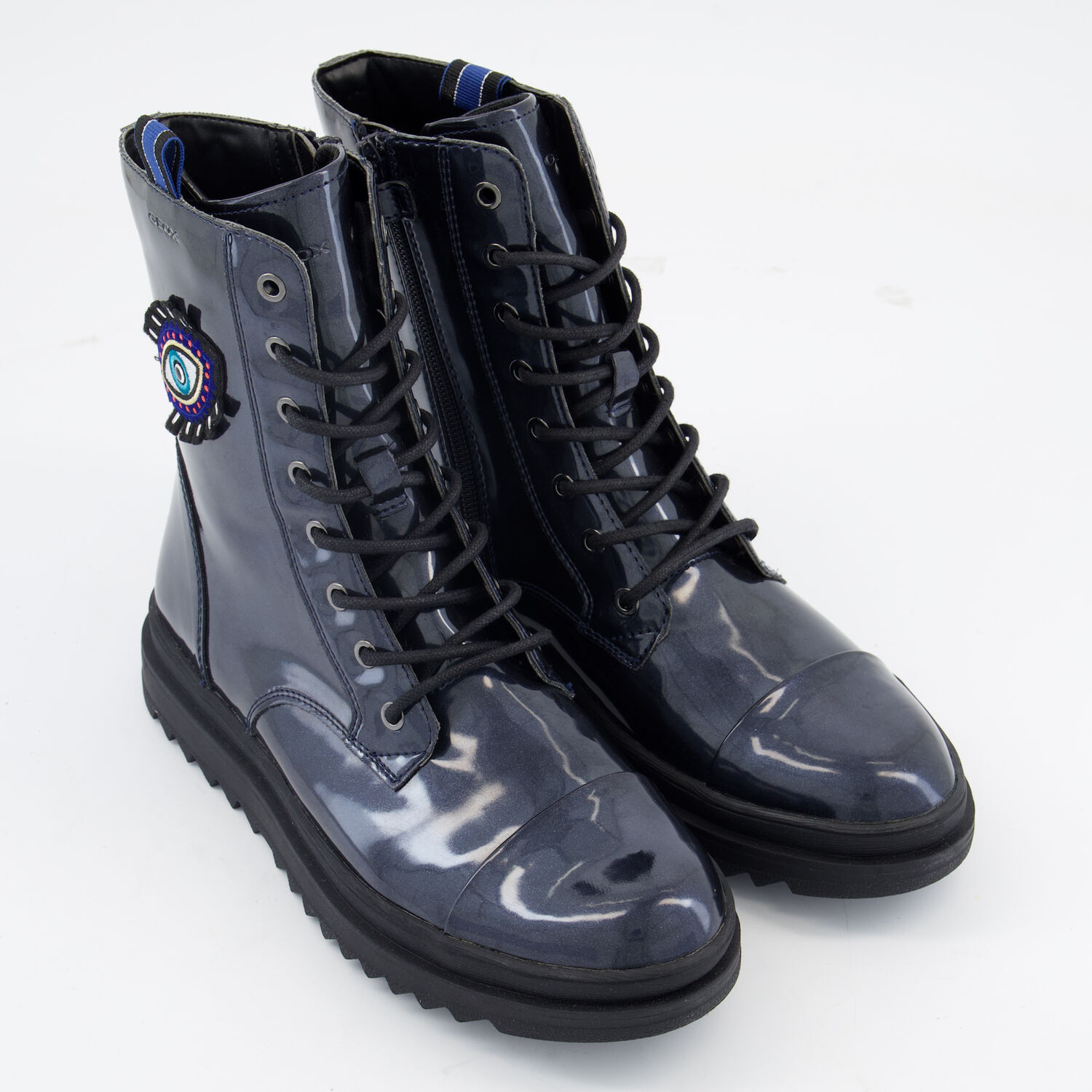 Navy Patent Gillyjaw Flat Ankle Boots TK Maxx UK - Main Image