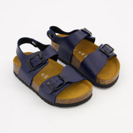 Navy Flat Sandals - Image 1 - please select to enlarge image