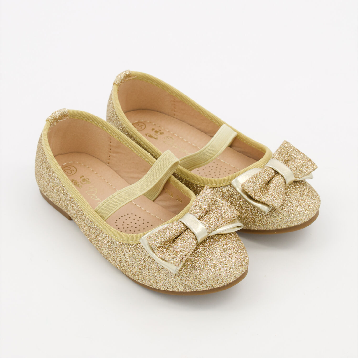 Gold Tone Bow Glitter Ballerina Flat - TK Maxx UK