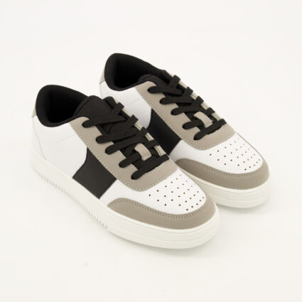 White Lace Up Trainers  - Image 1 - please select to enlarge image