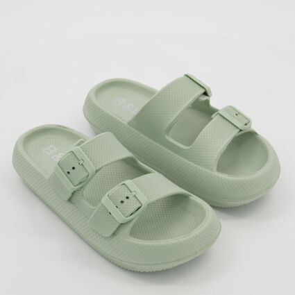 Sage Double Buckle Strap Sandals  - Image 1 - please select to enlarge image