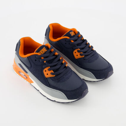 Navy & Orange Classic Trainers  - Image 1 - please select to enlarge image