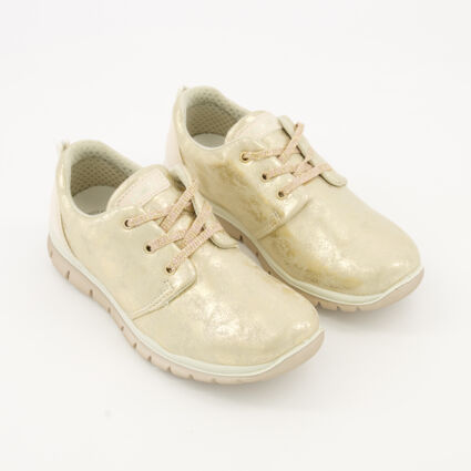 Gold Tone Leather Vern Trainers - Image 1 - please select to enlarge image