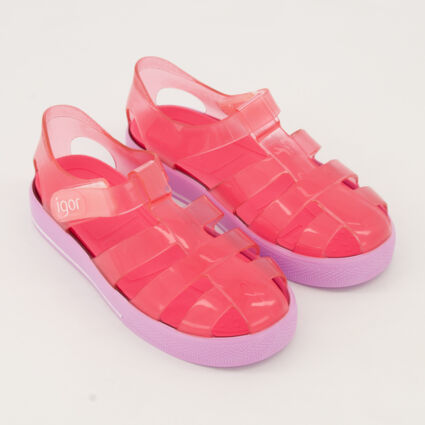 Fuchsia & Lilac Star Bicolour Sandals  - Image 1 - please select to enlarge image