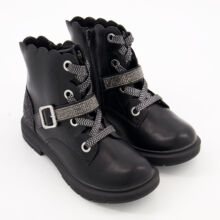 Black Crystal Strap Boots