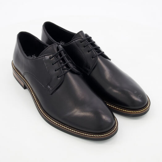 John White Black Leather Derby Shoes