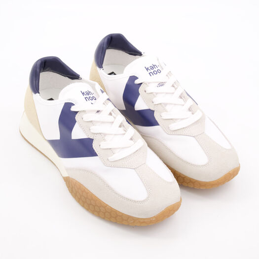 Kehnoo White & Navy Retro Run Trainers