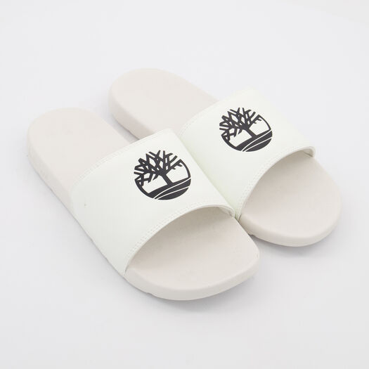 Timberland White Big Logo Sliders