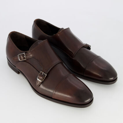 Brown Leather Monk Shoes - TK Maxx UK
