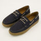 Navy Leather Boat Shoes  - Image 3 - please select to enlarge image