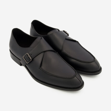 Black Leather Buckle Shoes  - Image 1 - please select to enlarge image