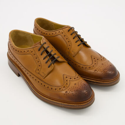 Brown Leather Wingtip Shoes - Image 1 - please select to enlarge image