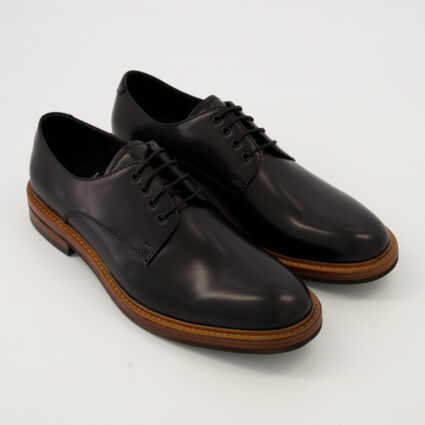 Black Barlow Leather Derby Shoes - Image 1 - please select to enlarge image