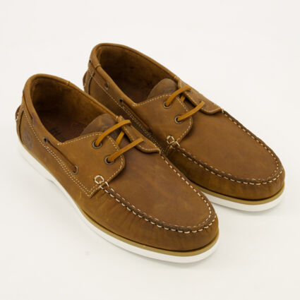 Brown Leather Boat Shoes  - Image 1 - please select to enlarge image