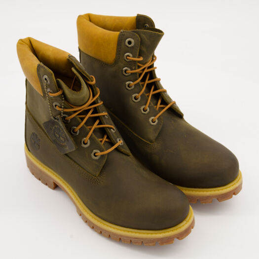 Military Green Leather Lace Up Boots  - Image 1 - please select to enlarge image