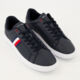 Navy Leather Branded Lace Up Trainers  - Image 1 - please select to enlarge image