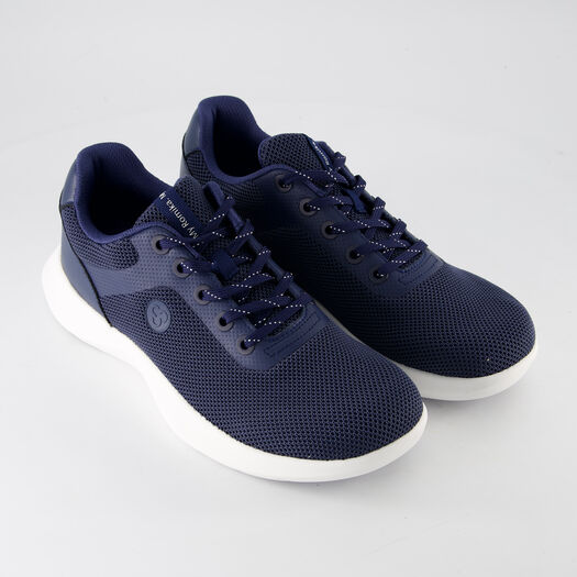 Blaue gestrickte Sneaker mit Logo  - Bild 1 - bitte auswählen, um das Bild zu vergrößern