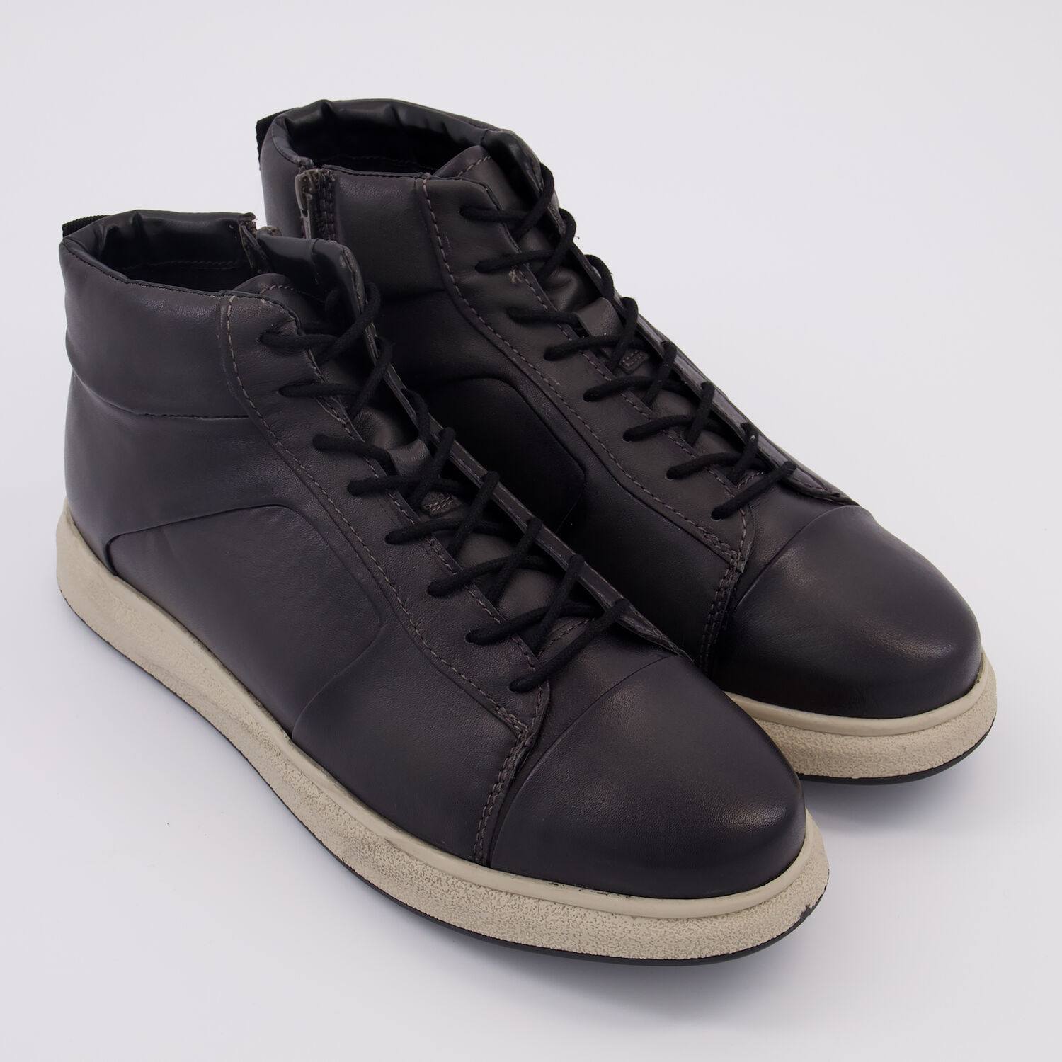 Black Leather High Top Trainers TK Maxx UK