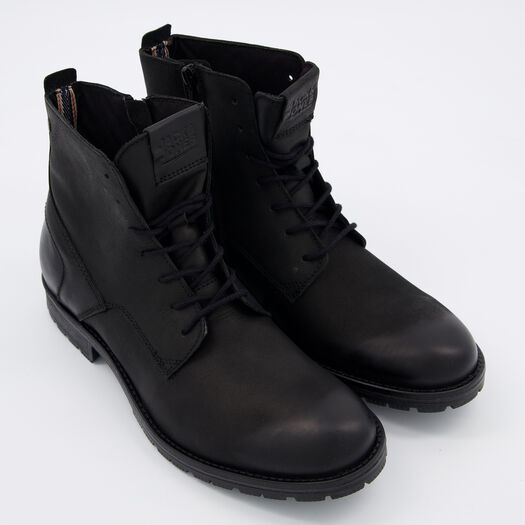 Schwarze Stiefel aus Leder - Bild 1 - bitte auswählen, um das Bild zu vergrößern