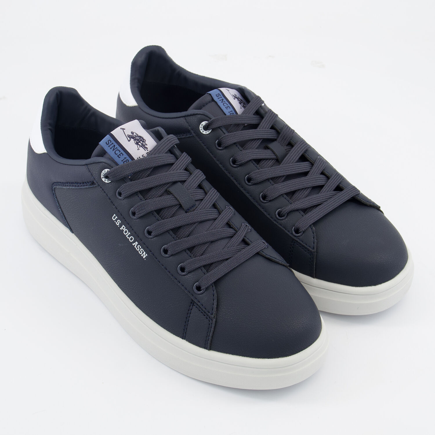 Dark Blue Faux Leather Cody013 Cupsole Trainers TK Maxx UK