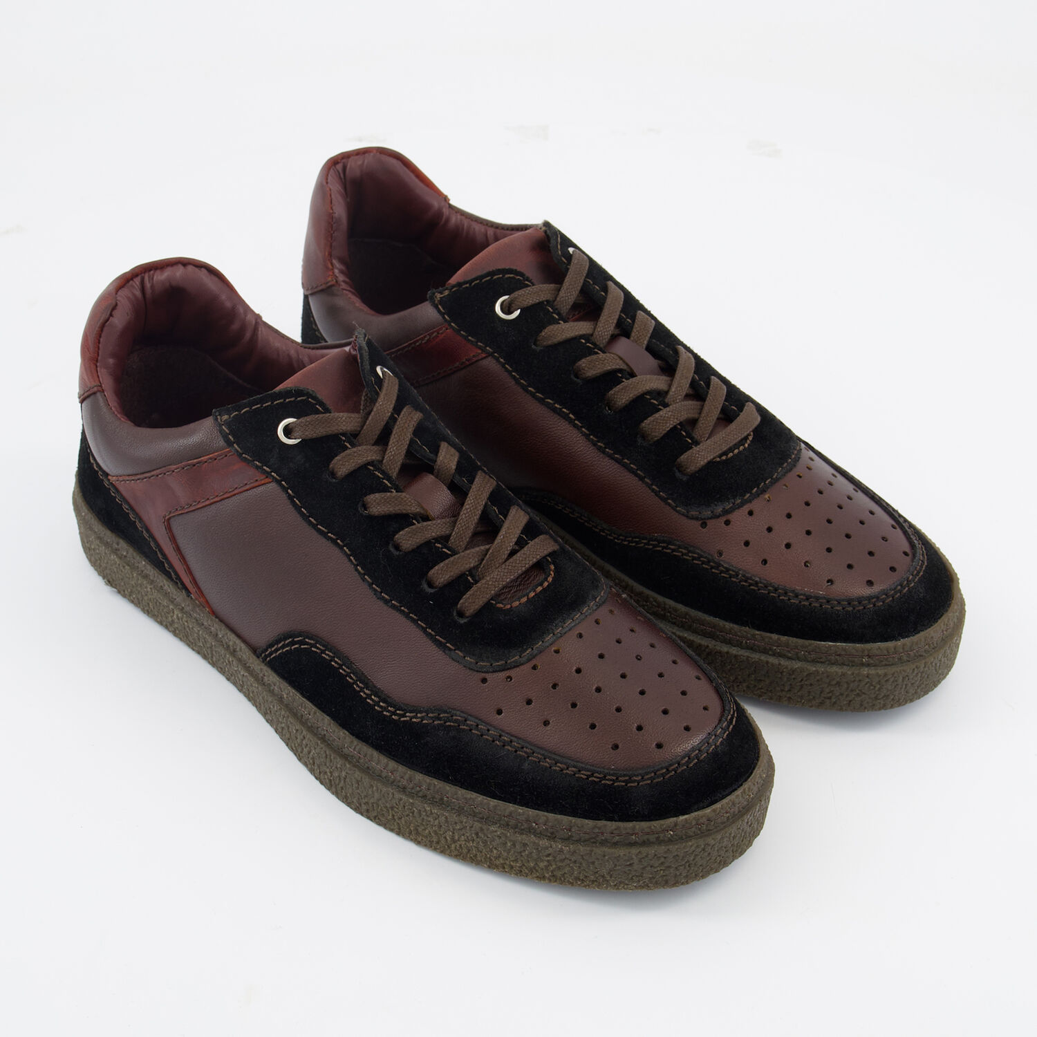 Dark Brown Leather Trainers TK Maxx UK - Main Image