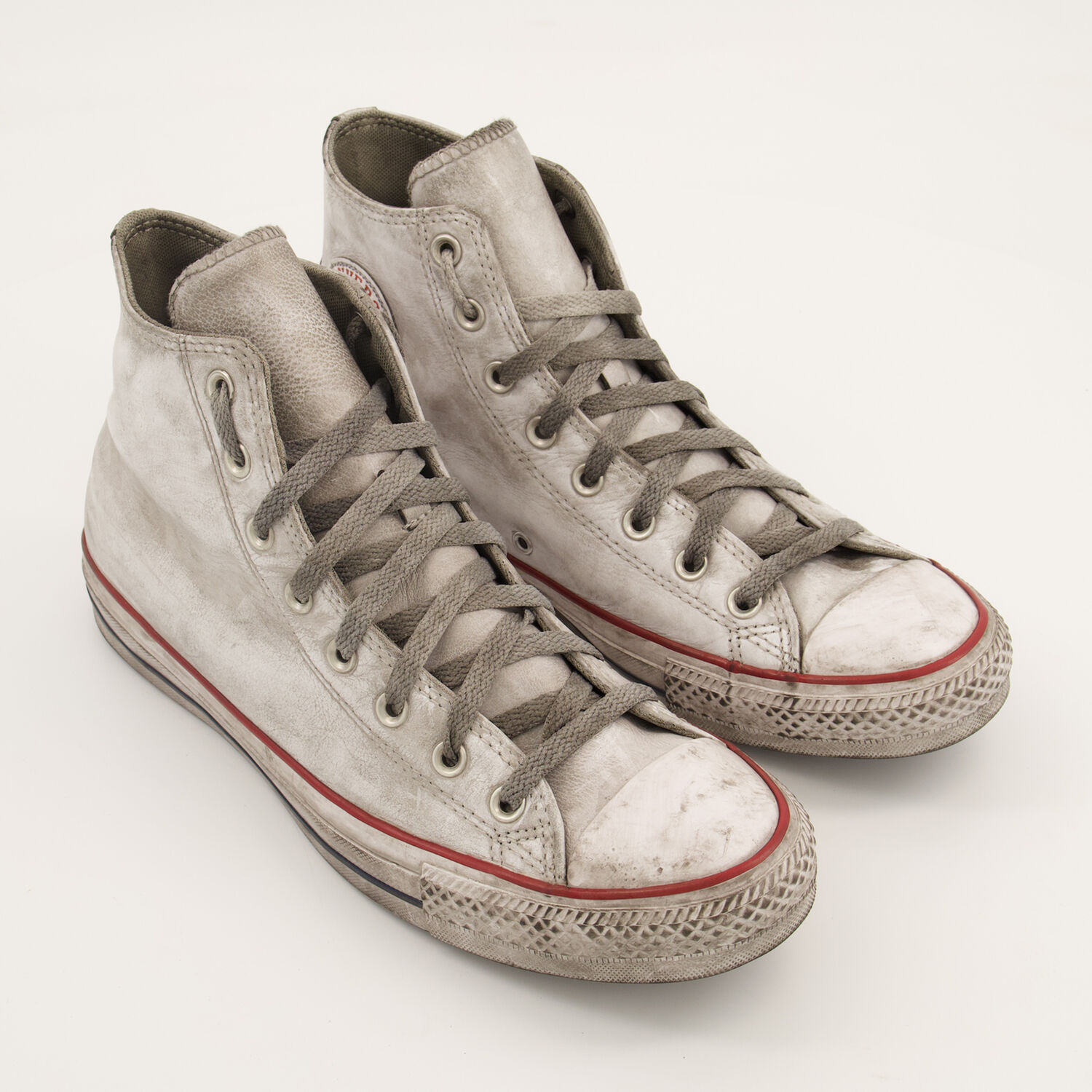 White Leather Distressed High Top Trainers TK Maxx UK