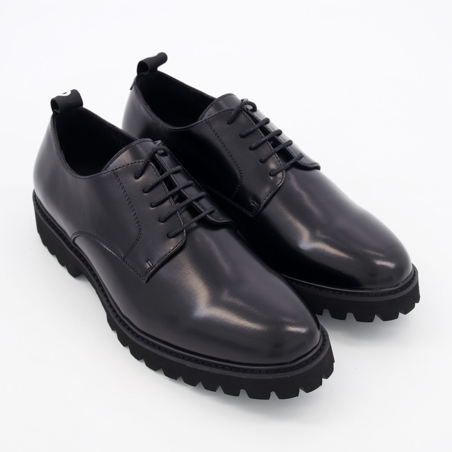 Black Leather Chunky Derby Shoes TK Maxx UK