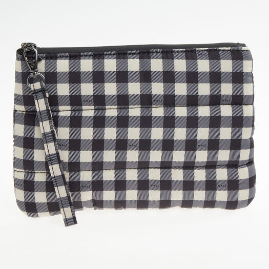 Schwarze Bruna Puffer-Kosmetiktasche mit Karomuster - Bild 1 - bitte auswählen, um das Bild zu vergrößern