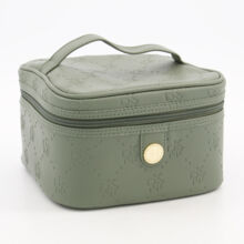 Olive Embossed Square Cosmetic Case